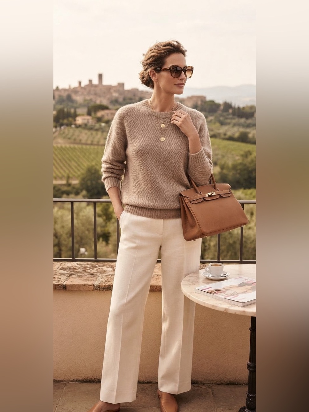 Peruvian Connection Beige Alpaca crew neck sweater
